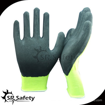 SRSAFETY 13G Breathable Foam Hiz-yellow liner Latex Glove For Gardening work